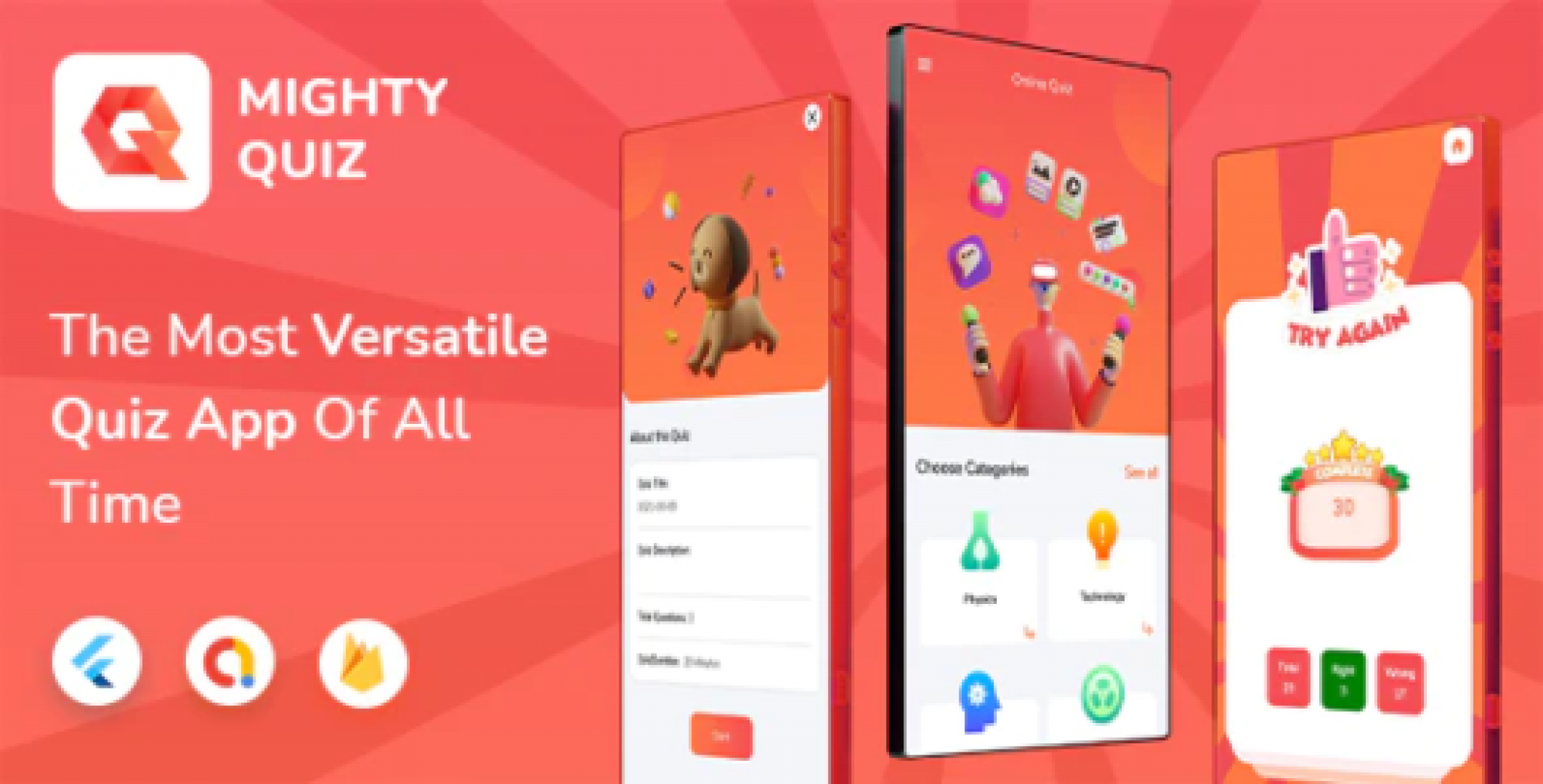 MightyQuiz: Flutter Online Quiz App with Firebase Backend + Admin Panel